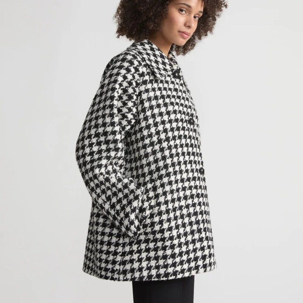 Lafayette 148 XL Black & White Twisted Houndstooth Oversized Car Coat